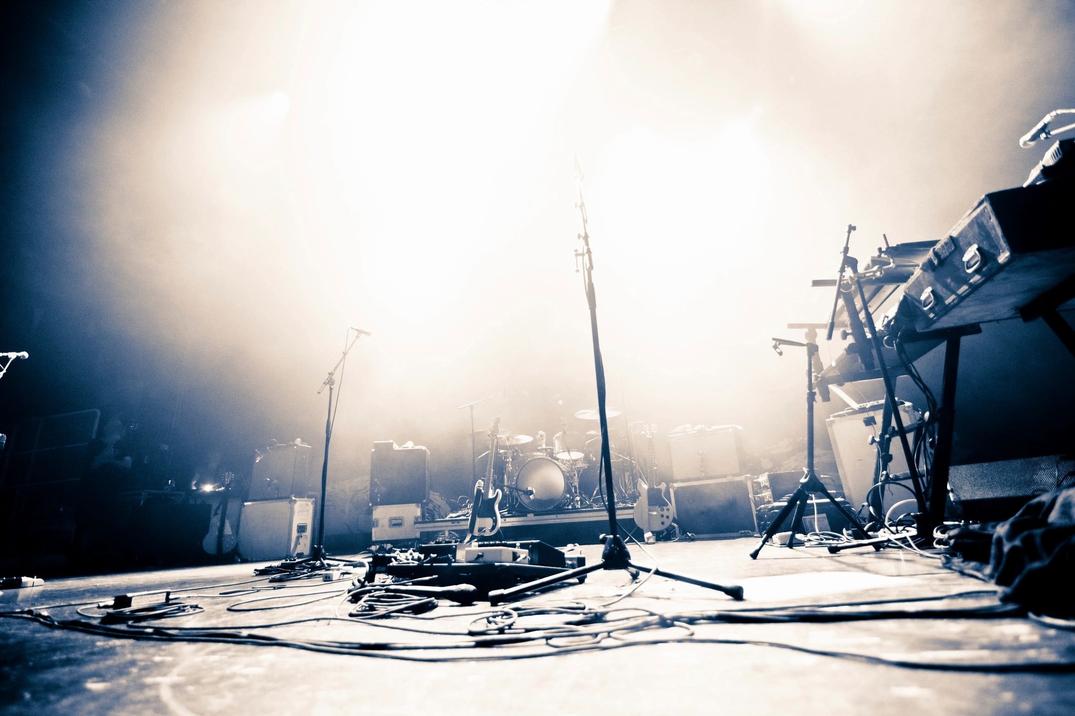 Concert stage with dramatic backlighting